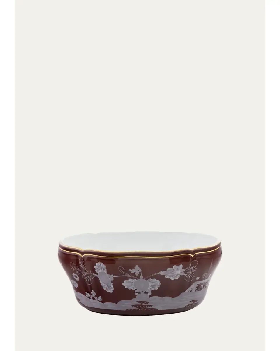 GINORI 1735 Castagna Botanical Print Porcelain Salad Bowl