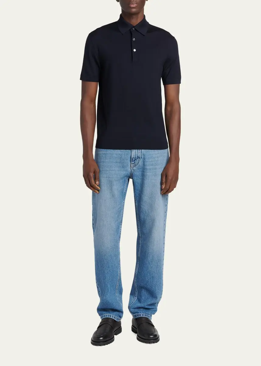 Zegna Men's Trofeo Wool Knit Polo Shirt | Thumbnail 2 Zegna Men's Trofeo Wool Knit Polo Shirt | Thumbnail 2