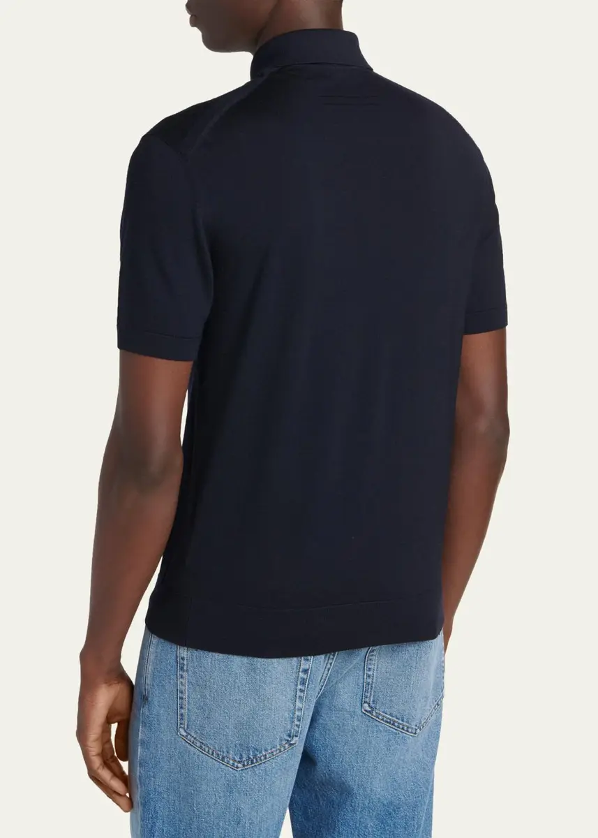 Zegna Men's Trofeo Wool Knit Polo Shirt | Thumbnail 3 Zegna Men's Trofeo Wool Knit Polo Shirt | Thumbnail 3