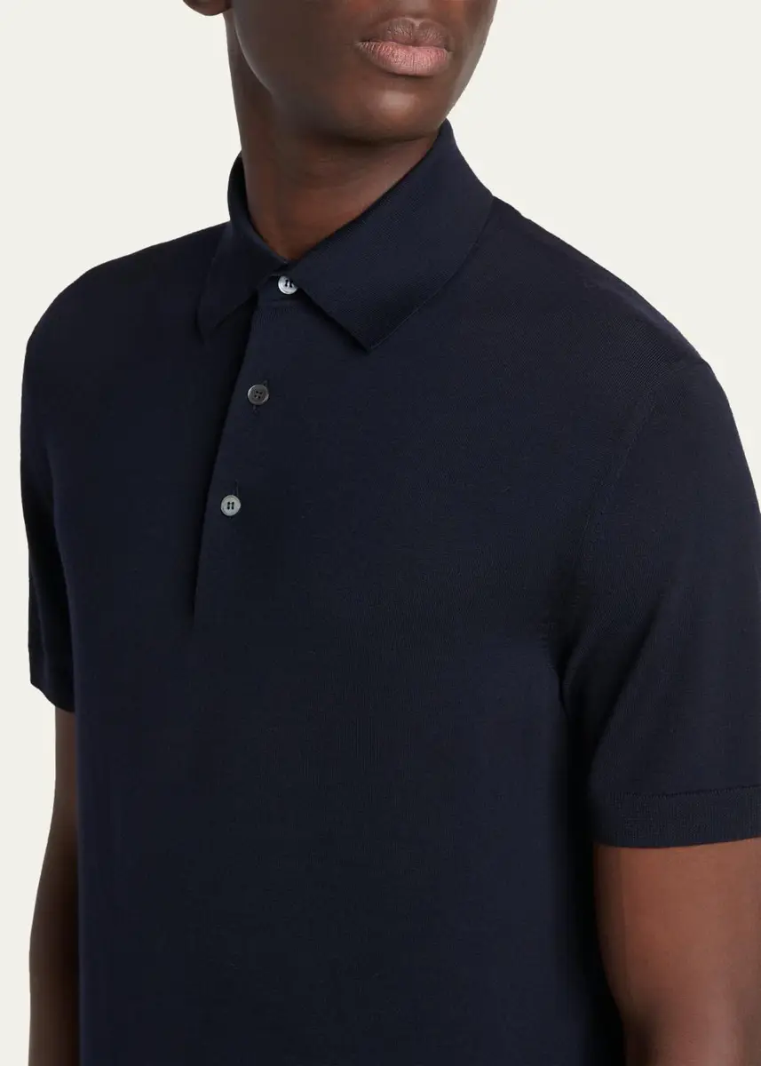 Zegna Men's Trofeo Wool Knit Polo Shirt | Thumbnail 5 Zegna Men's Trofeo Wool Knit Polo Shirt | Thumbnail 5