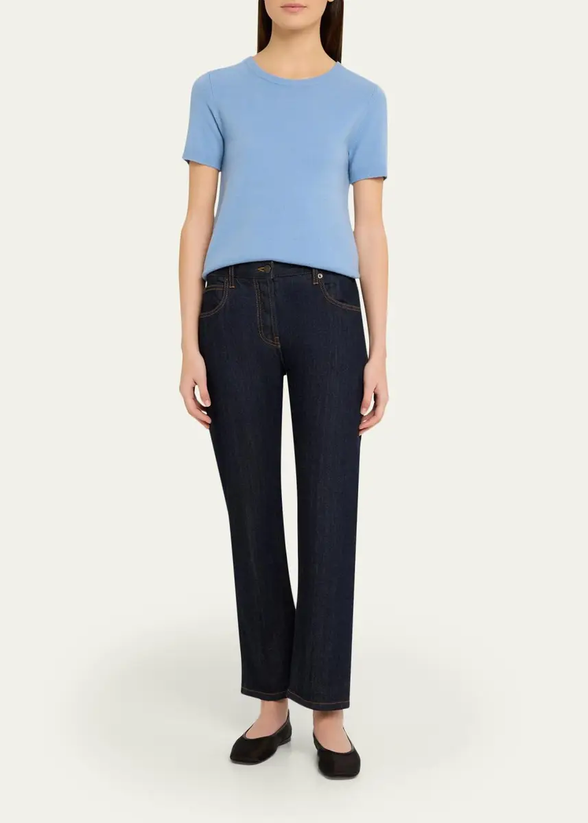 Vince Cashmere-Blend Short-Sleeve Crewneck Sweater | Thumbnail 2 Vince Cashmere-Blend Short-Sleeve Crewneck Sweater | Thumbnail 2