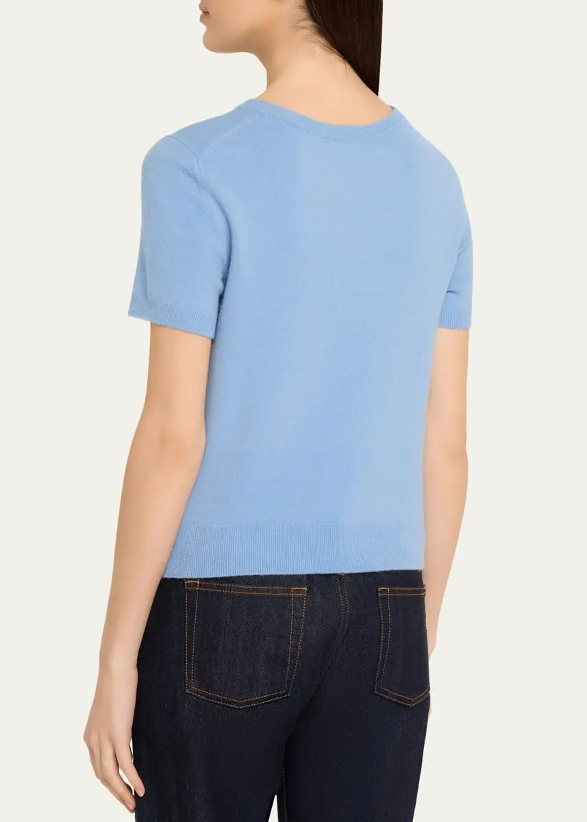Vince Cashmere-Blend Short-Sleeve Crewneck Sweater | Thumbnail 3 Vince Cashmere-Blend Short-Sleeve Crewneck Sweater | Thumbnail 3