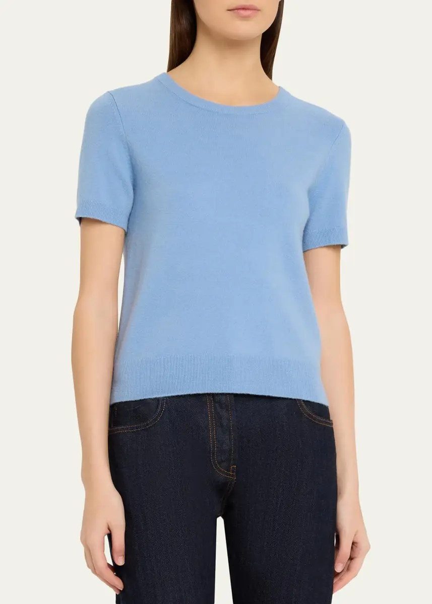 Vince Cashmere-Blend Short-Sleeve Crewneck Sweater | Thumbnail 4 Vince Cashmere-Blend Short-Sleeve Crewneck Sweater | Thumbnail 4