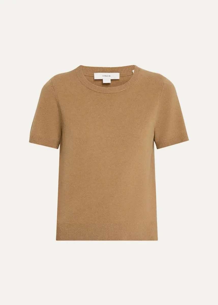 Vince Cashmere-Blend Short-Sleeve Crewneck Sweater | Thumbnail 9 Vince Cashmere-Blend Short-Sleeve Crewneck Sweater | Thumbnail 9