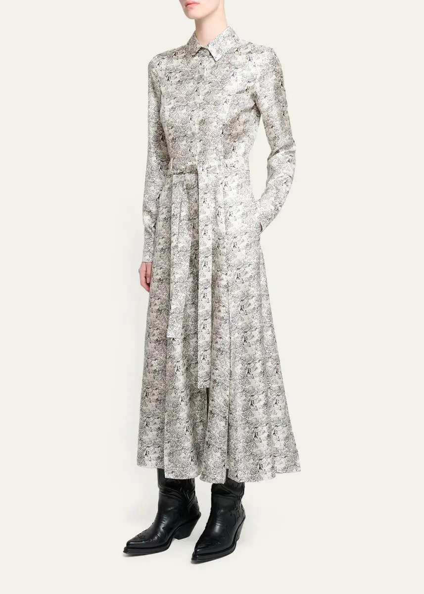 Gabriela Hearst Galway Pleated Silk Belted Midi Shirtdress | Thumbnail 4 Gabriela Hearst Galway Pleated Silk Belted Midi Shirtdress | Thumbnail 4