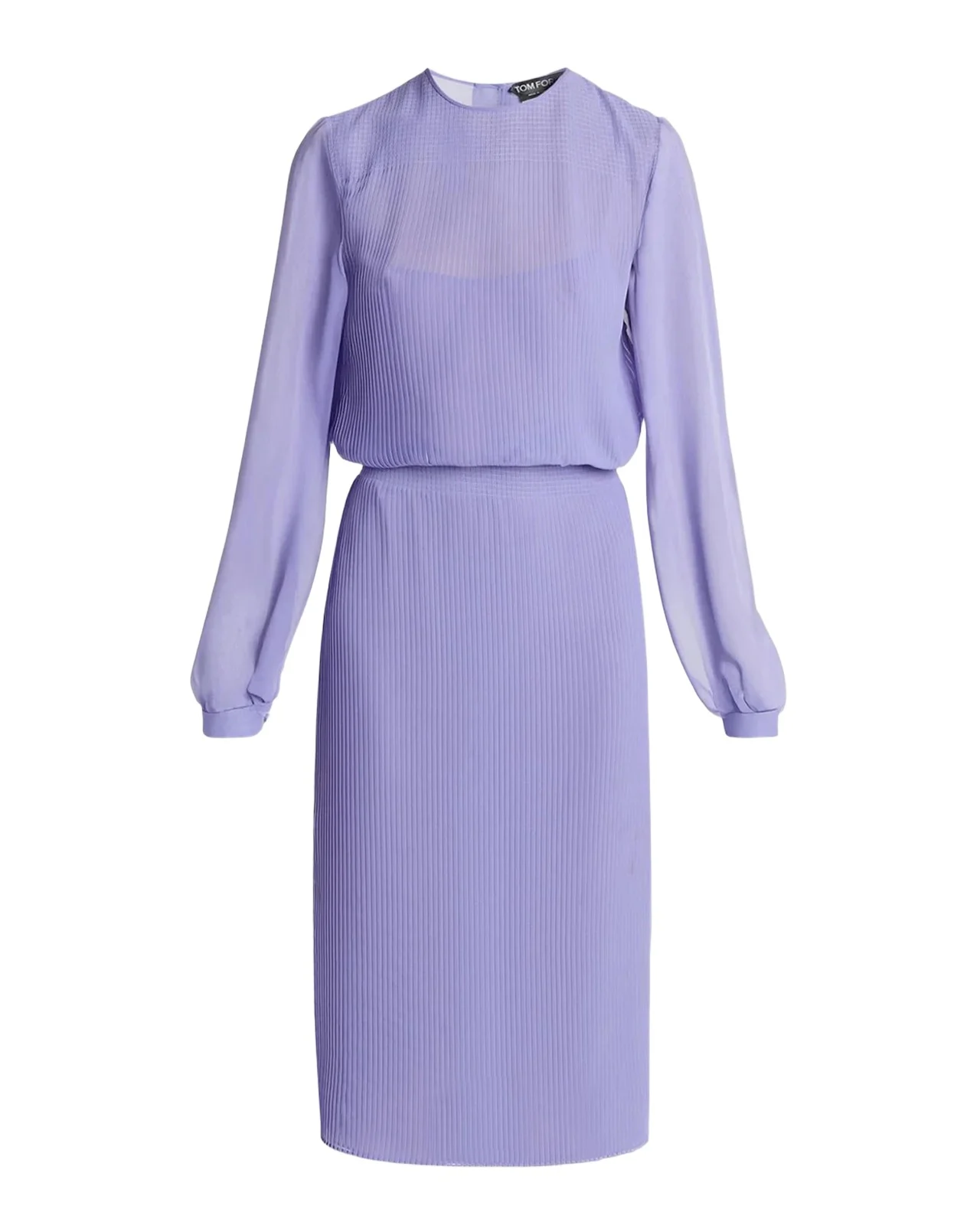 Pervinca Plisse Chiffon Long-Sleeve Midi Dress Pervinca Plisse Chiffon Long-Sleeve Midi Dress