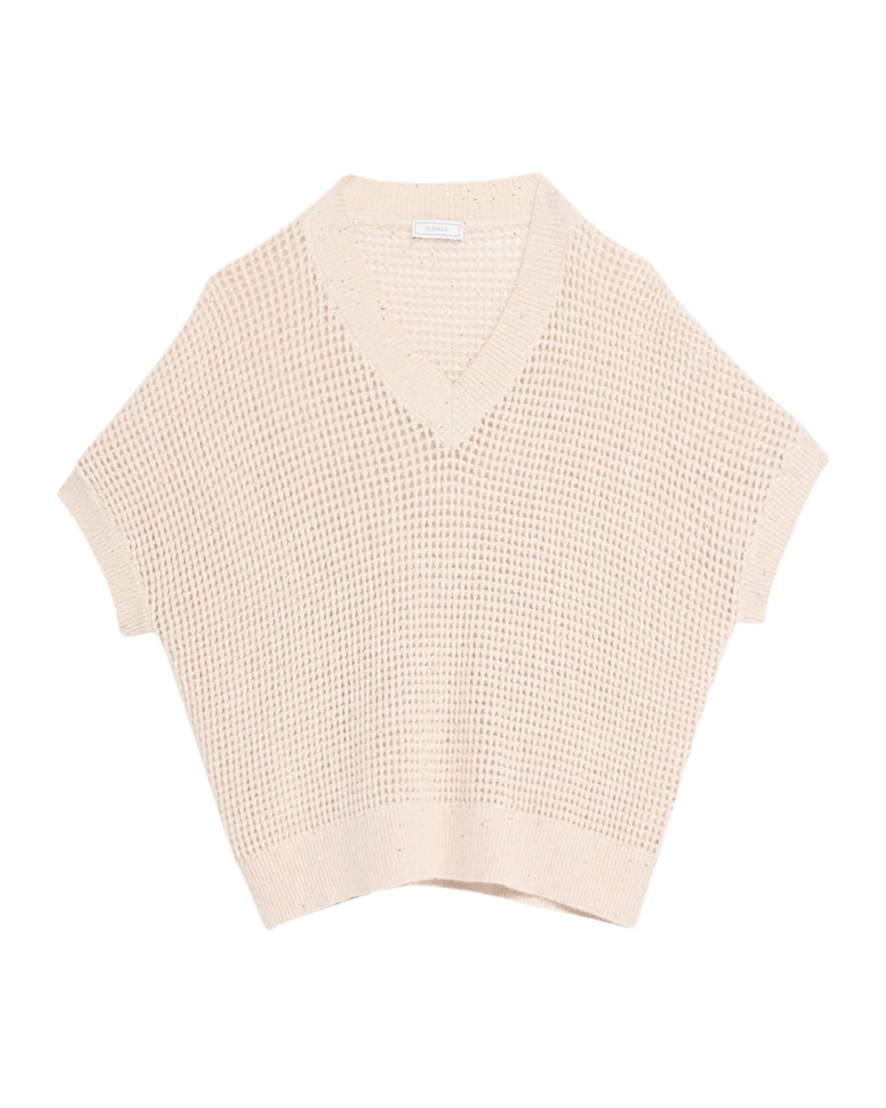 PESERICO Dolman-Sleeve Sequin Open Knit Sweater