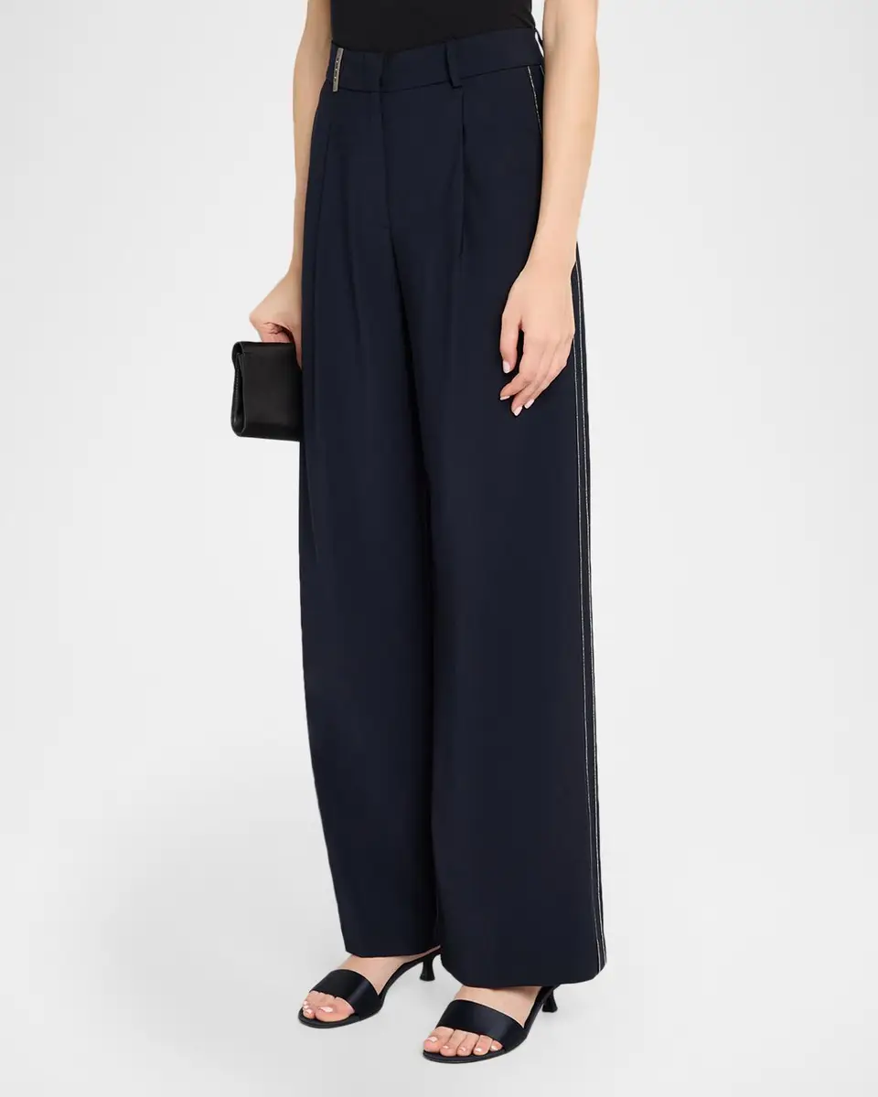 PESERICO Stretch Cotton Sateen Palazzo Trousers | Thumbnail 4 PESERICO Stretch Cotton Sateen Palazzo Trousers | Thumbnail 4