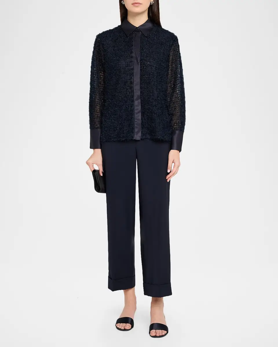 PESERICO Fringed Mesh Button-Down Shirt | Thumbnail 2 PESERICO Fringed Mesh Button-Down Shirt | Thumbnail 2