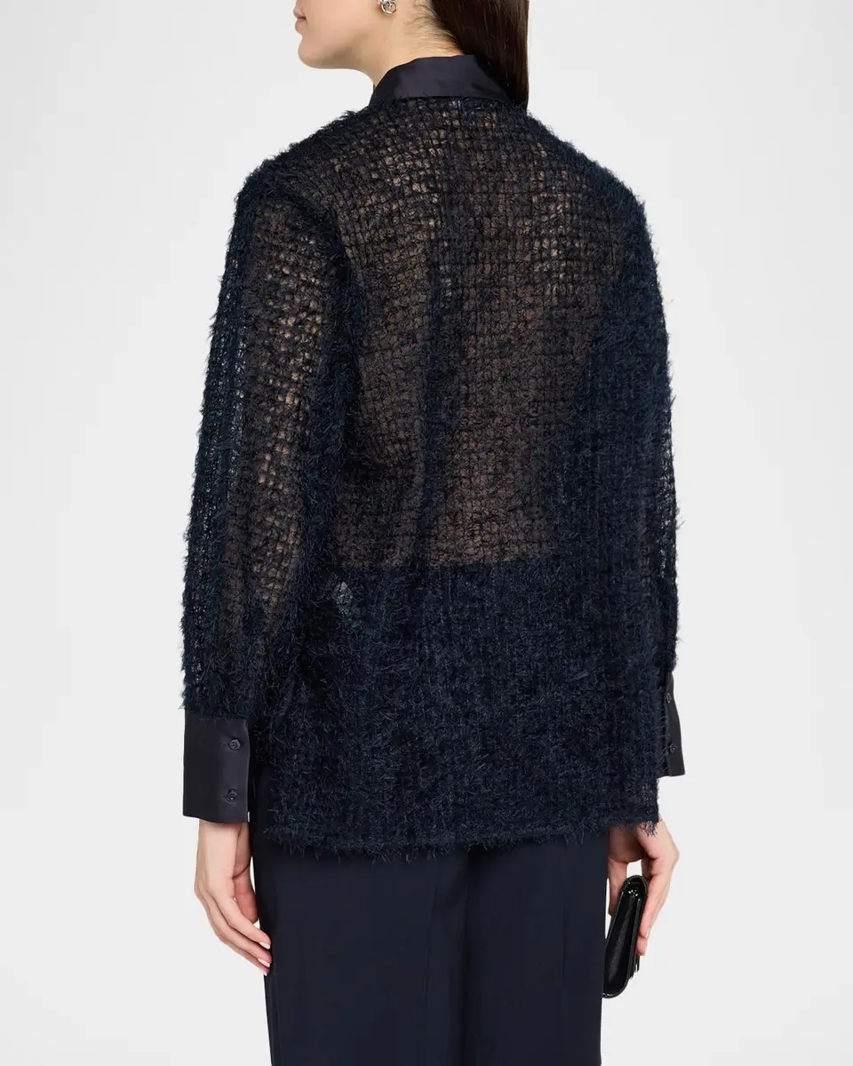 PESERICO Fringed Mesh Button-Down Shirt | Thumbnail 3 PESERICO Fringed Mesh Button-Down Shirt | Thumbnail 3