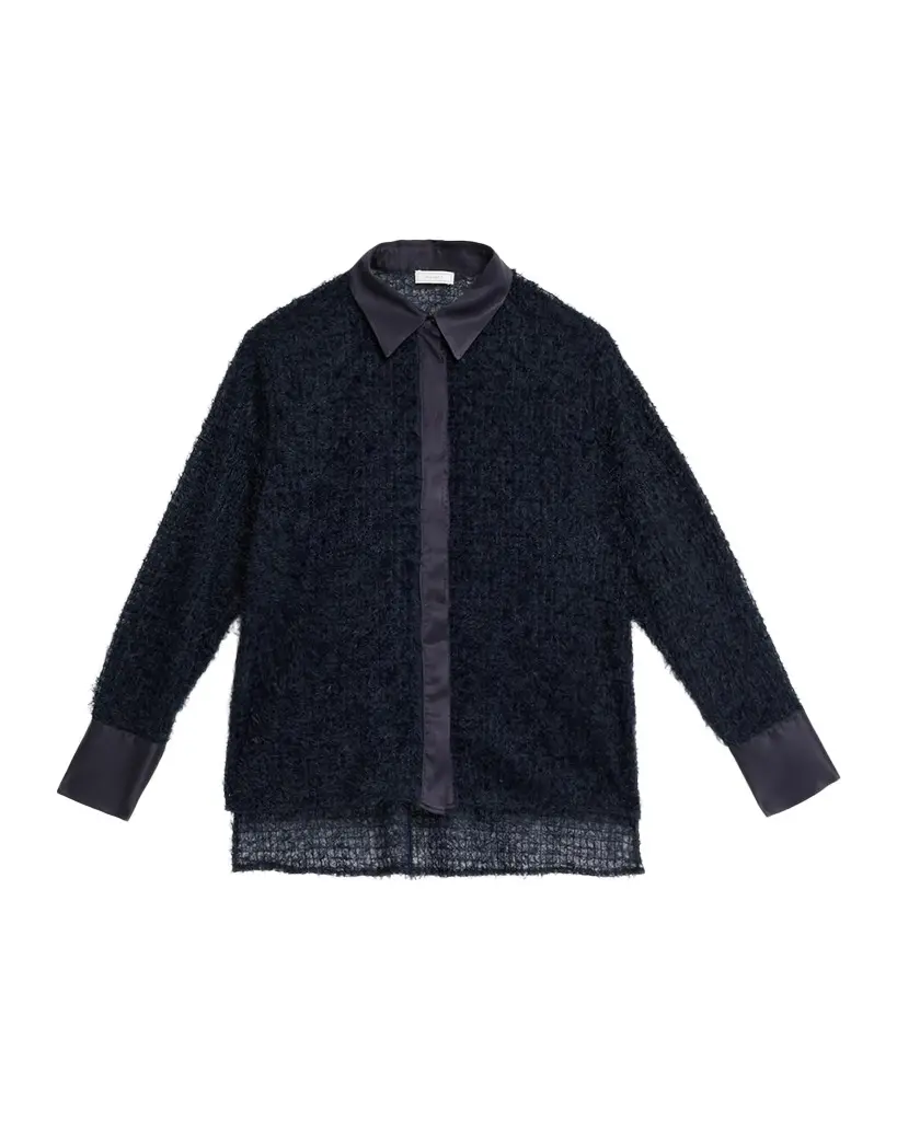 PESERICO Fringed Mesh Button-Down Shirt | Image 1 PESERICO Fringed Mesh Button-Down Shirt | Image 1