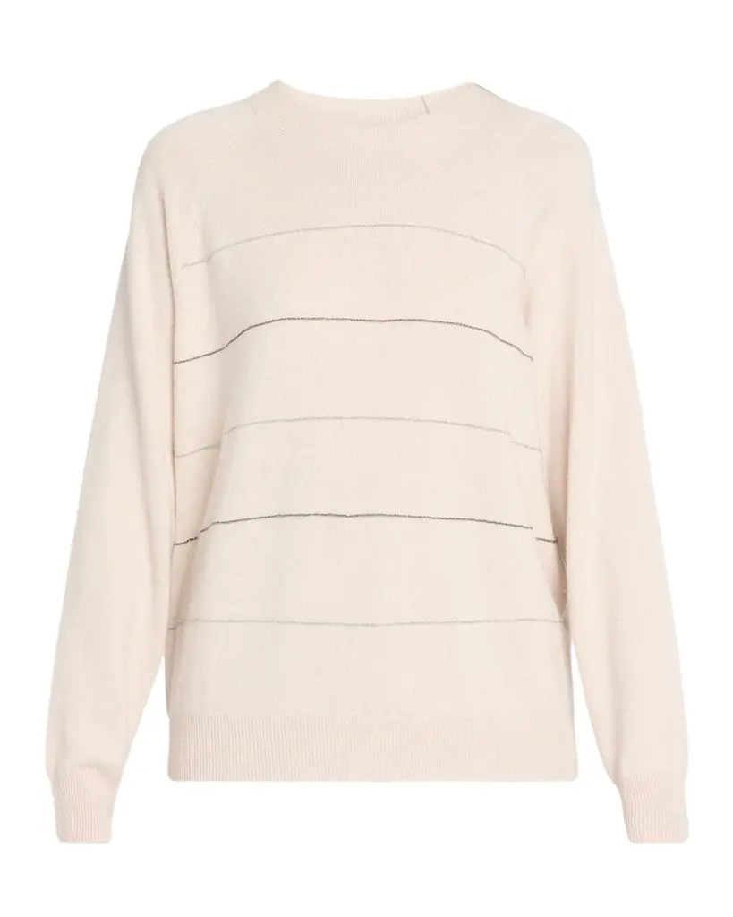PESERICO Striped Chain-Trim Crewneck Sweater | Image 1 PESERICO Striped Chain-Trim Crewneck Sweater | Image 1