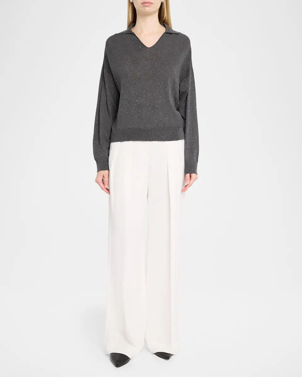 PESERICO Spread-Collar Shimmer Knit Sweater | Thumbnail 2 PESERICO Spread-Collar Shimmer Knit Sweater | Thumbnail 2