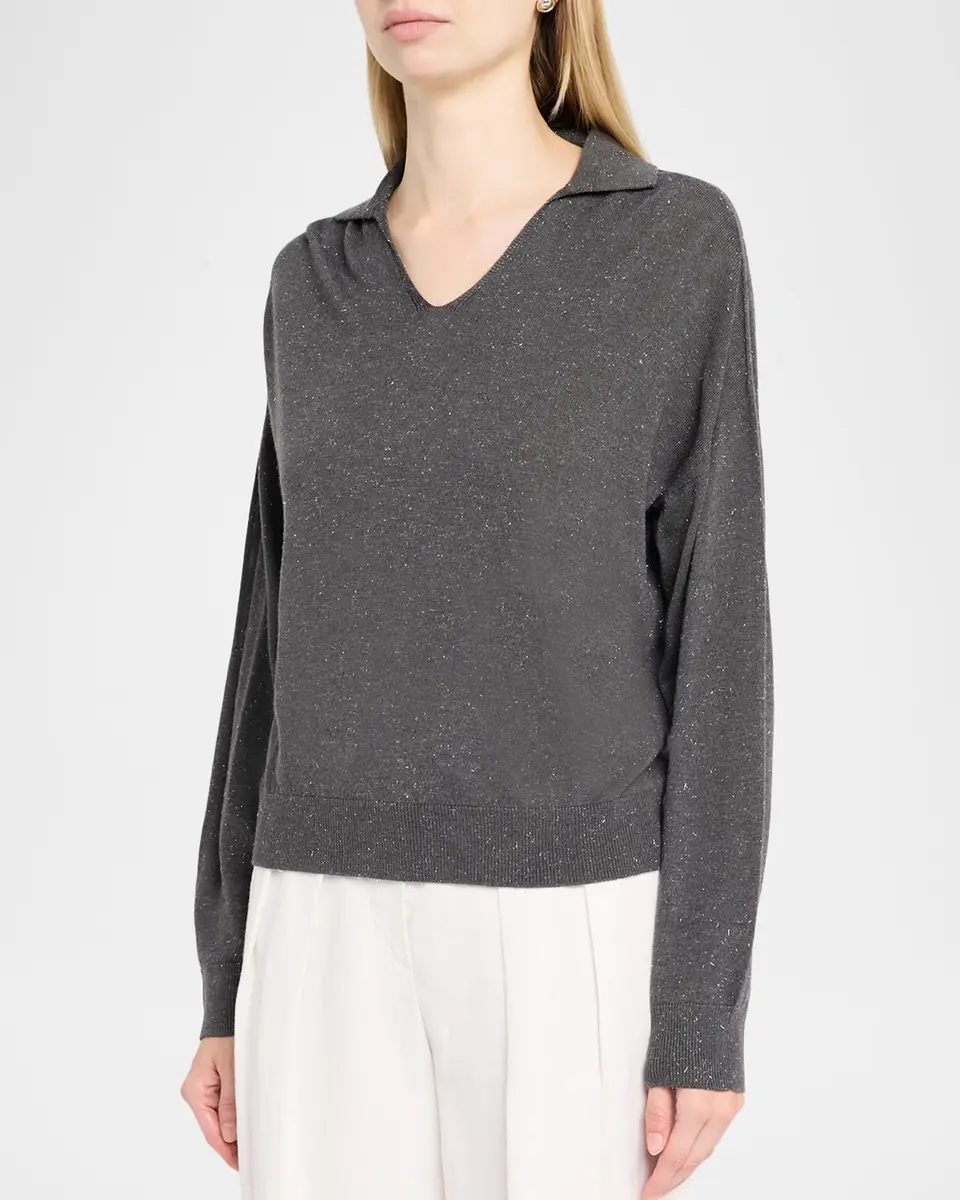 PESERICO Spread-Collar Shimmer Knit Sweater | Thumbnail 4 PESERICO Spread-Collar Shimmer Knit Sweater | Thumbnail 4