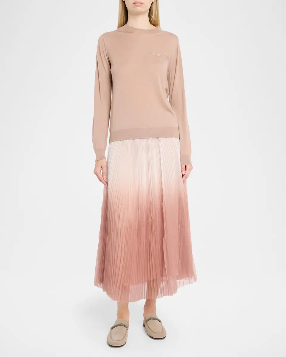 PESERICO Pleated Ombre Midi Skirt | Thumbnail 2 PESERICO Pleated Ombre Midi Skirt | Thumbnail 2
