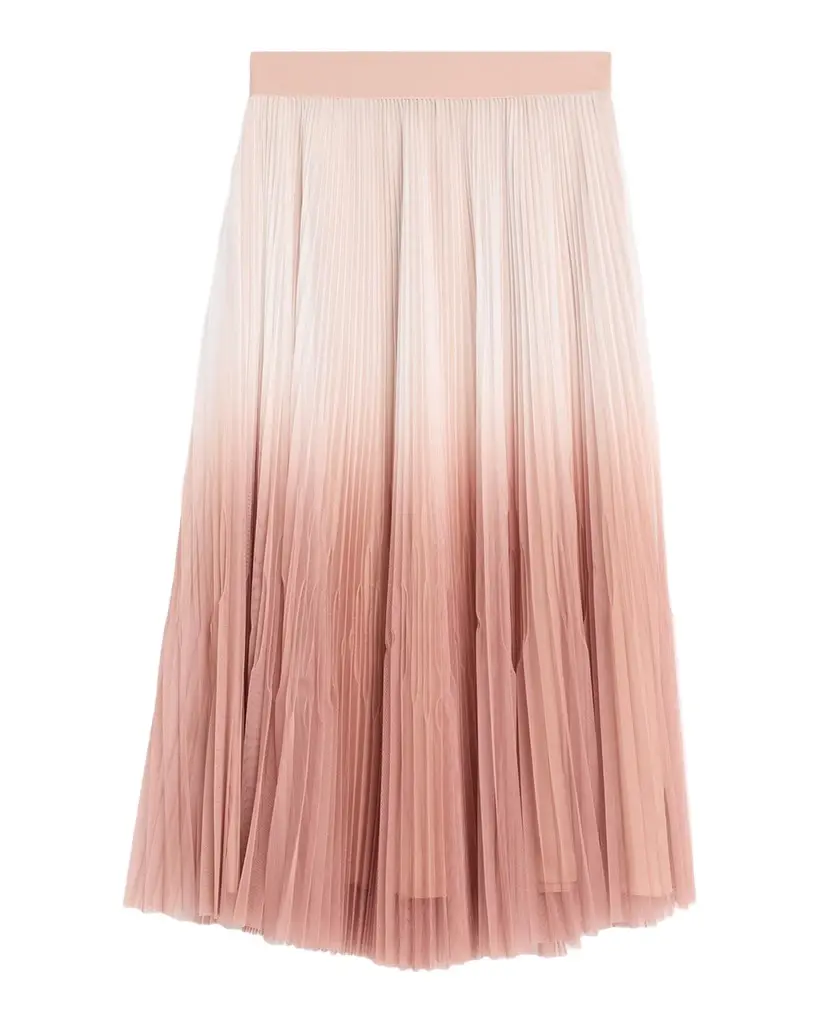Pleated Ombre Midi Skirt