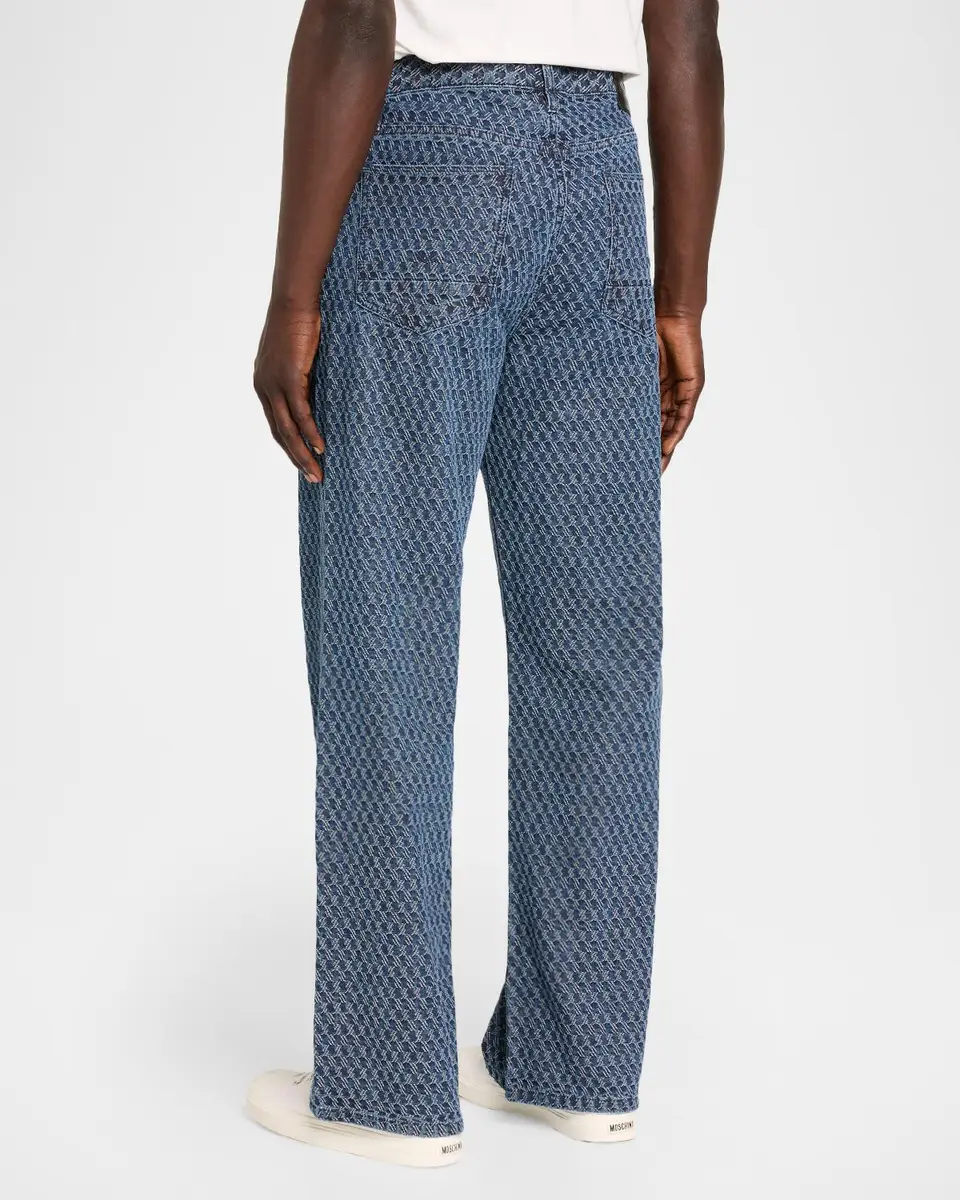 Hudson Men's Luca Wide-Leg Jacquard Denim Jeans | Thumbnail 3