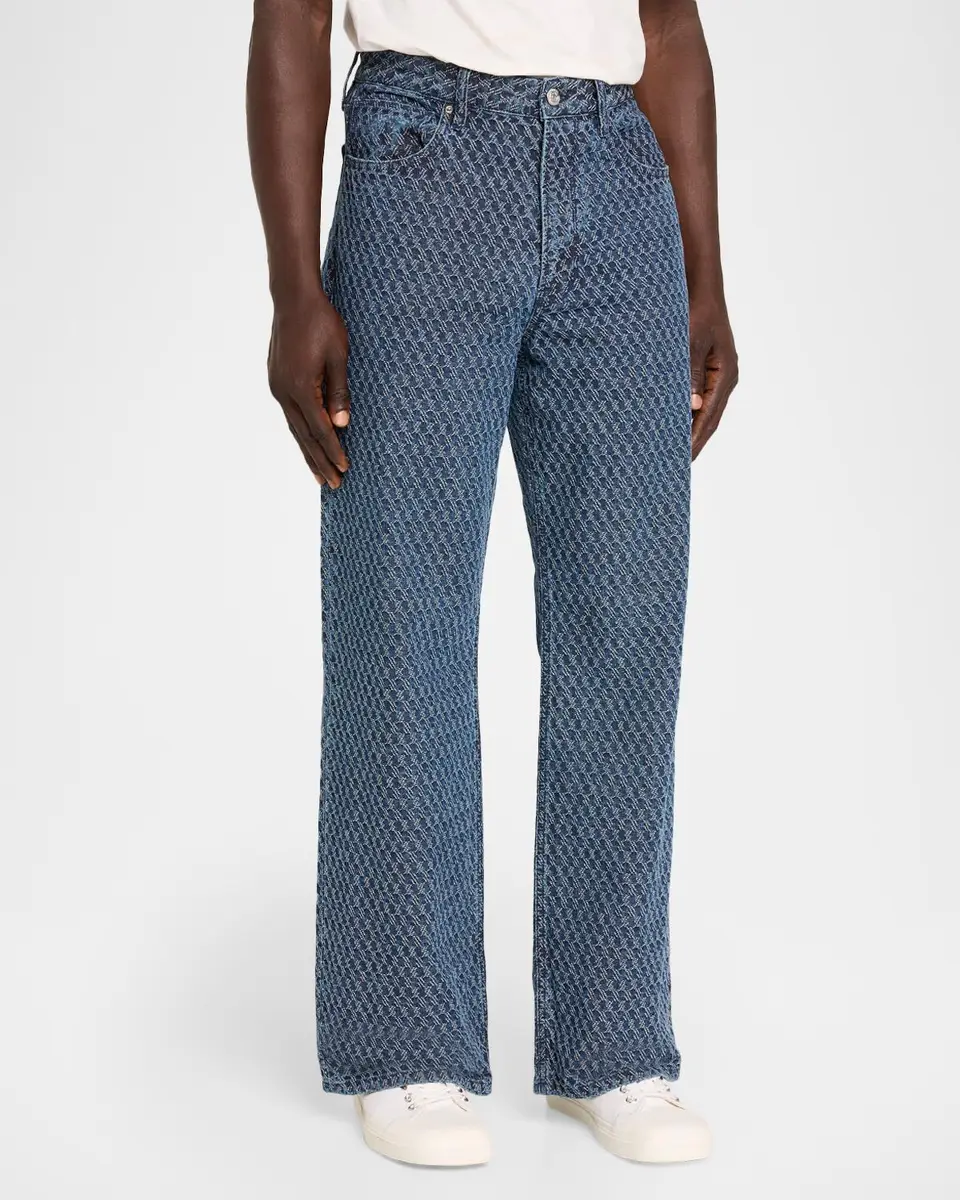 Hudson Men's Luca Wide-Leg Jacquard Denim Jeans | Thumbnail 4