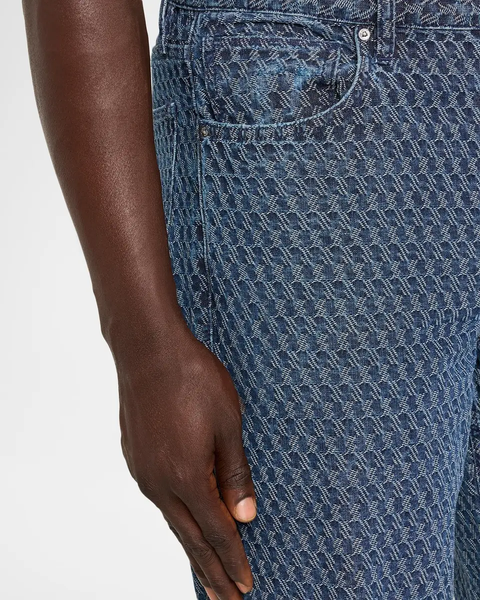 Hudson Men's Luca Wide-Leg Jacquard Denim Jeans | Thumbnail 5