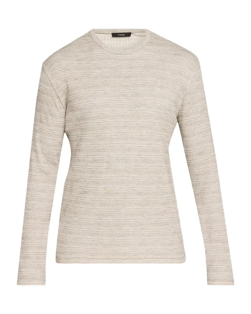 Vince Men's Space-Dye Thermal Long-Sleeve Crewneck T-Shirt | Image 1 Vince Men's Space-Dye Thermal Long-Sleeve Crewneck T-Shirt | Image 1