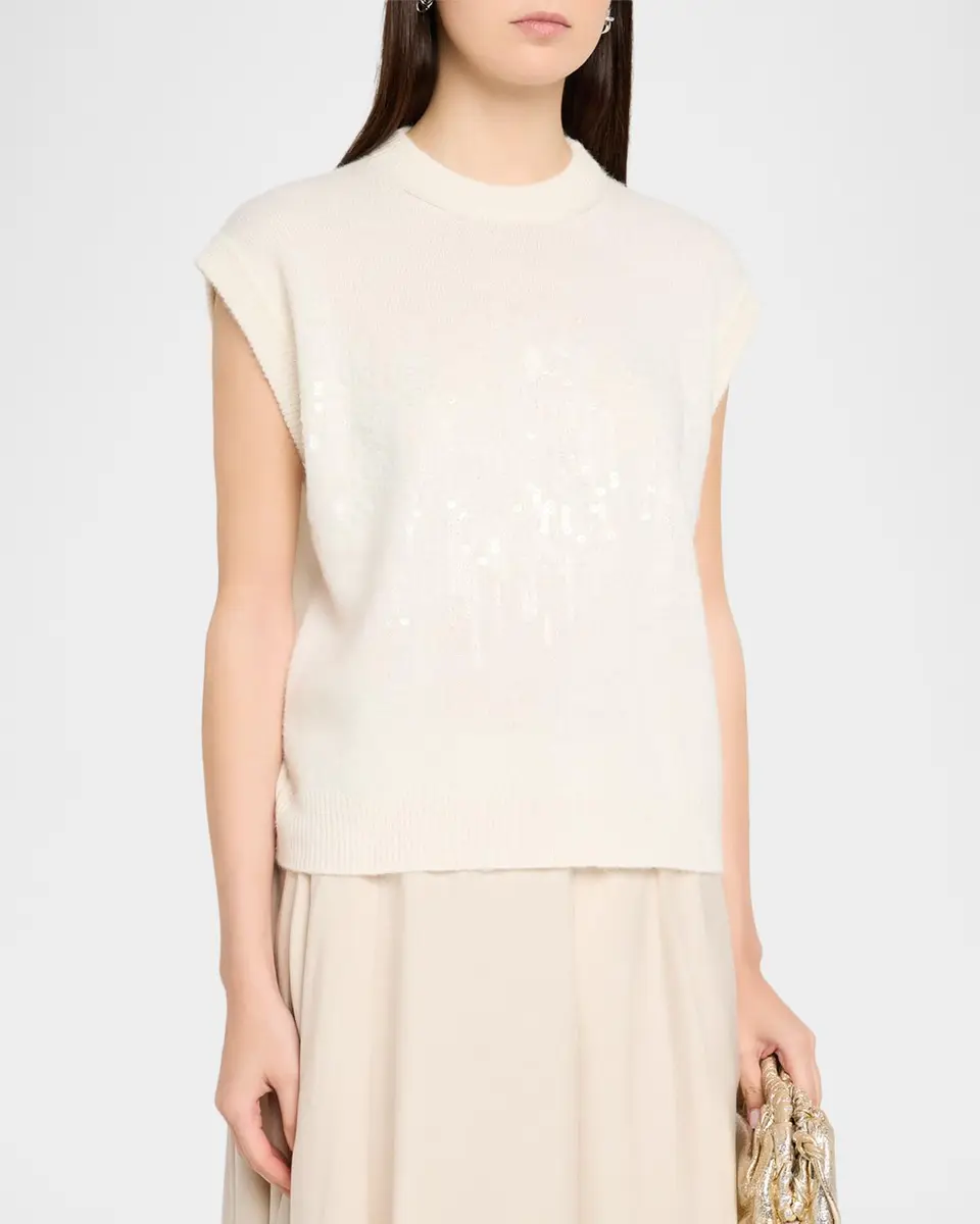 PESERICO Cap-Sleeve Sequin Knit Sweater | Thumbnail 3 PESERICO Cap-Sleeve Sequin Knit Sweater | Thumbnail 3