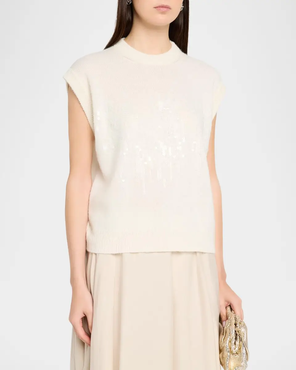 PESERICO Cap-Sleeve Sequin Knit Sweater | Thumbnail 4 PESERICO Cap-Sleeve Sequin Knit Sweater | Thumbnail 4