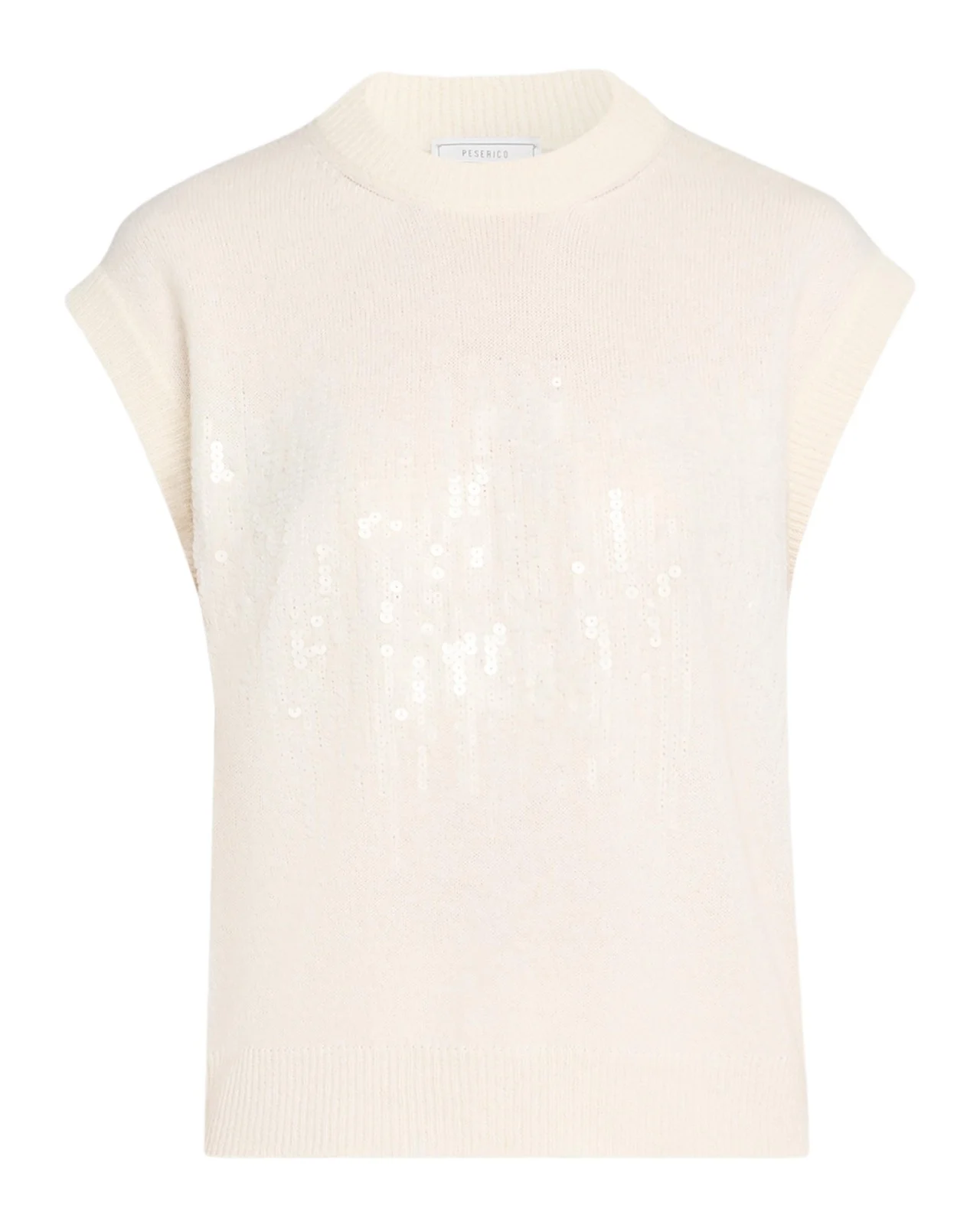 PESERICO Cap-Sleeve Sequin Knit Sweater