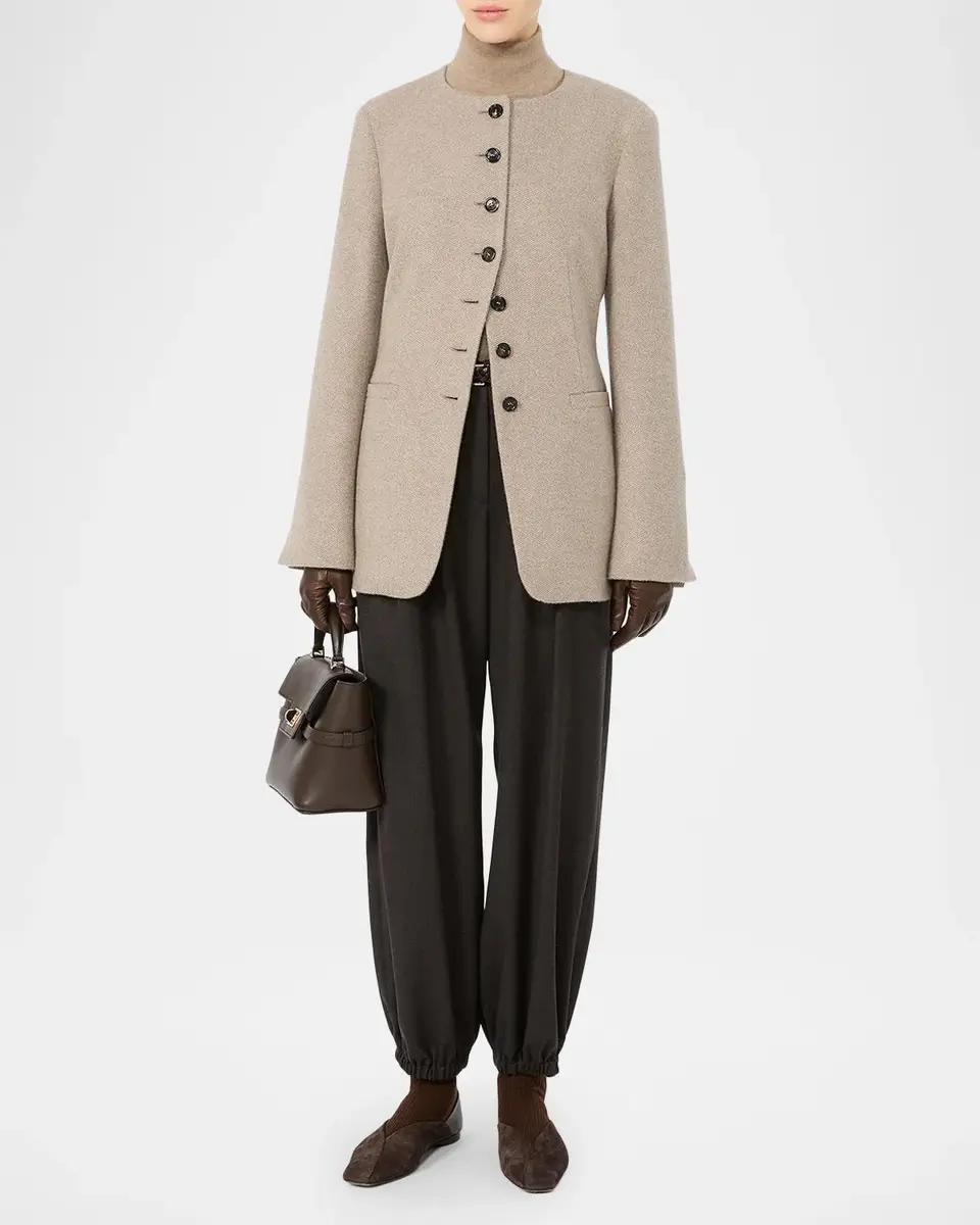 Max Mara Cashmere Single-Breasted Collarless Jacket | Thumbnail 2