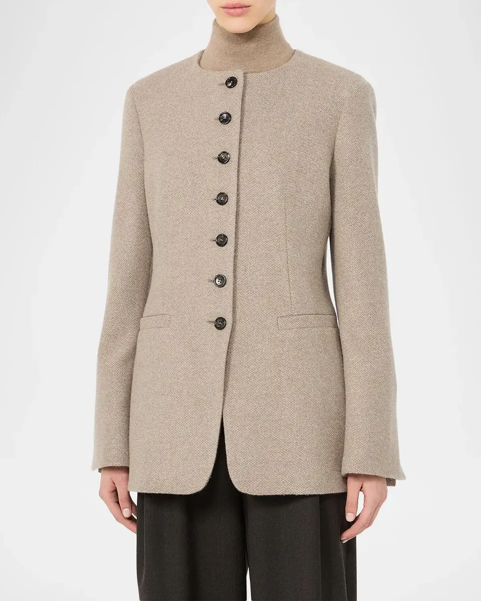 Max Mara Cashmere Single-Breasted Collarless Jacket | Thumbnail 4