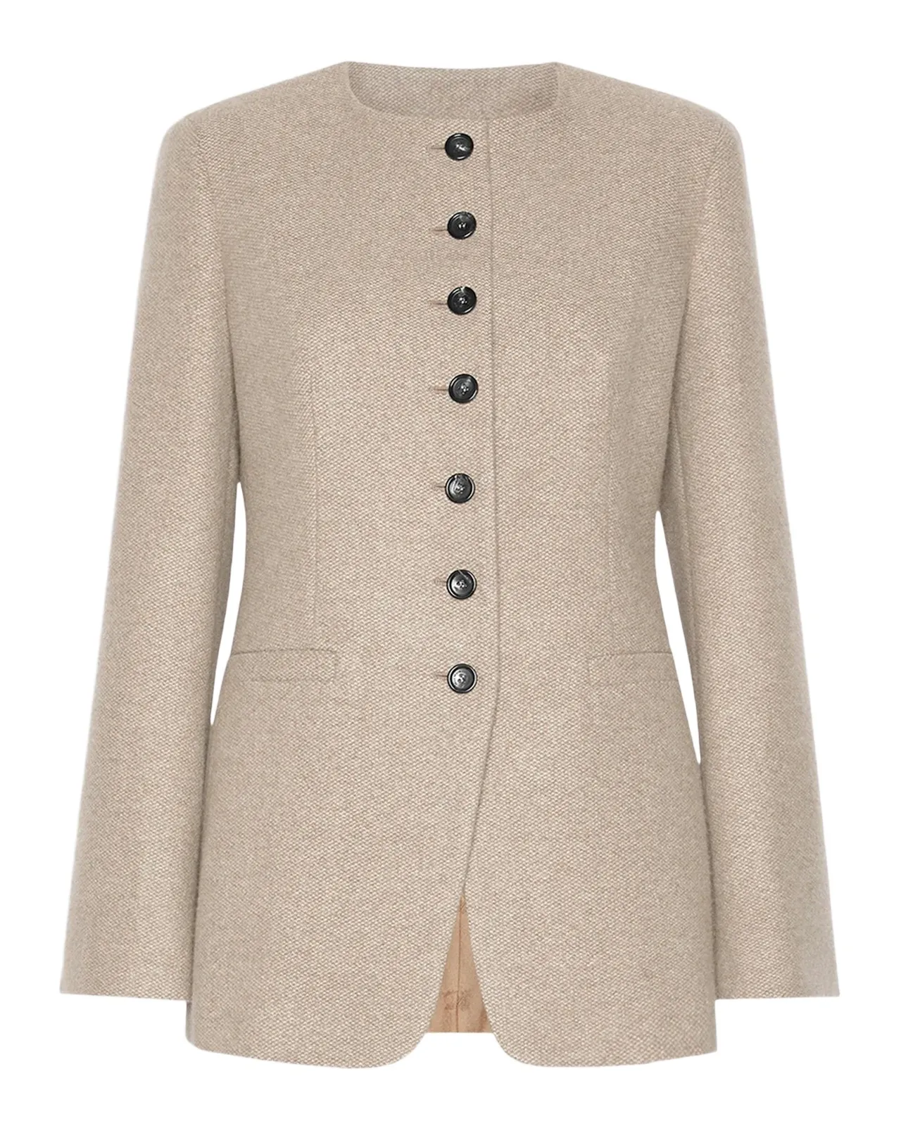 Cashmere Single-Breasted Collarless Jacket Cashmere Single-Breasted Collarless Jacket