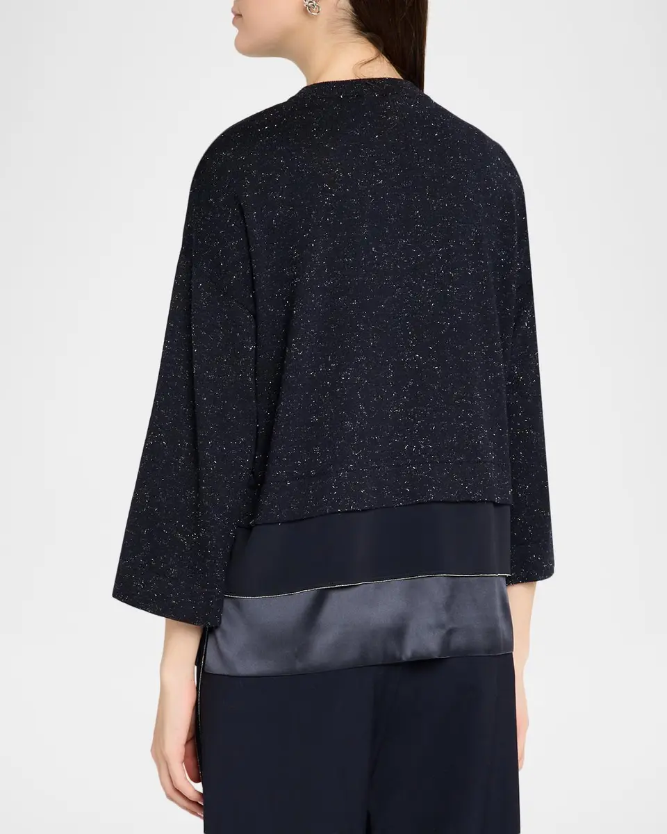 PESERICO Layered Metallic Knit Crewneck Sweater | Thumbnail 3 PESERICO Layered Metallic Knit Crewneck Sweater | Thumbnail 3