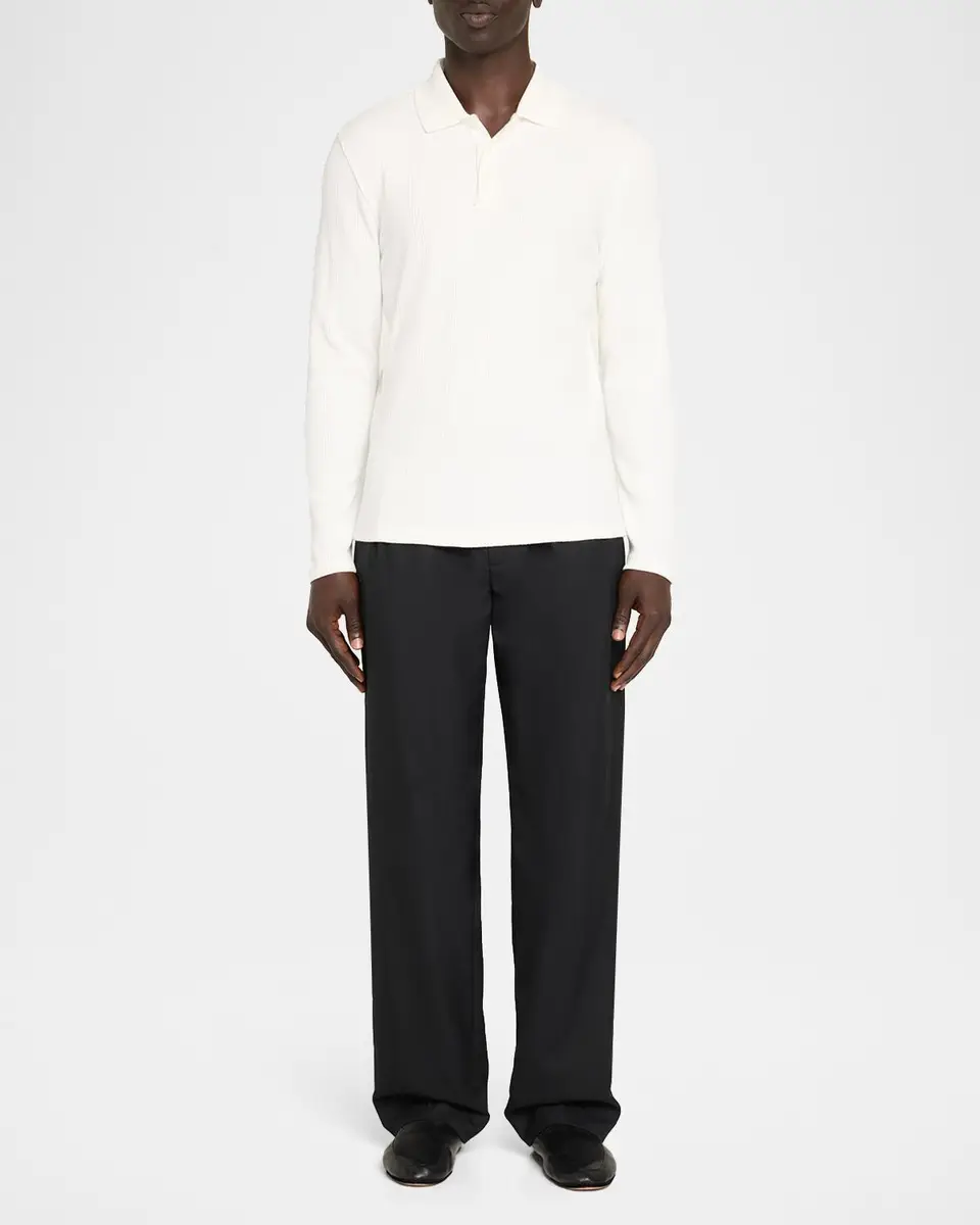 Vince Men's Long-Sleeve Textured Polo Shirt | Thumbnail 2 Vince Men's Long-Sleeve Textured Polo Shirt | Thumbnail 2
