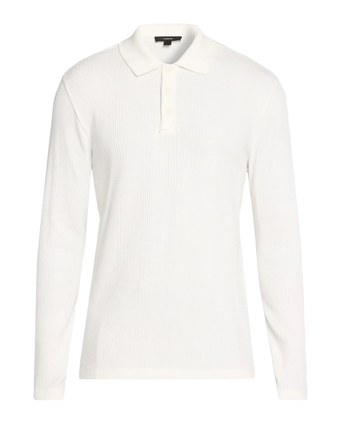 Men's Long-Sleeve Textured Polo Shirt