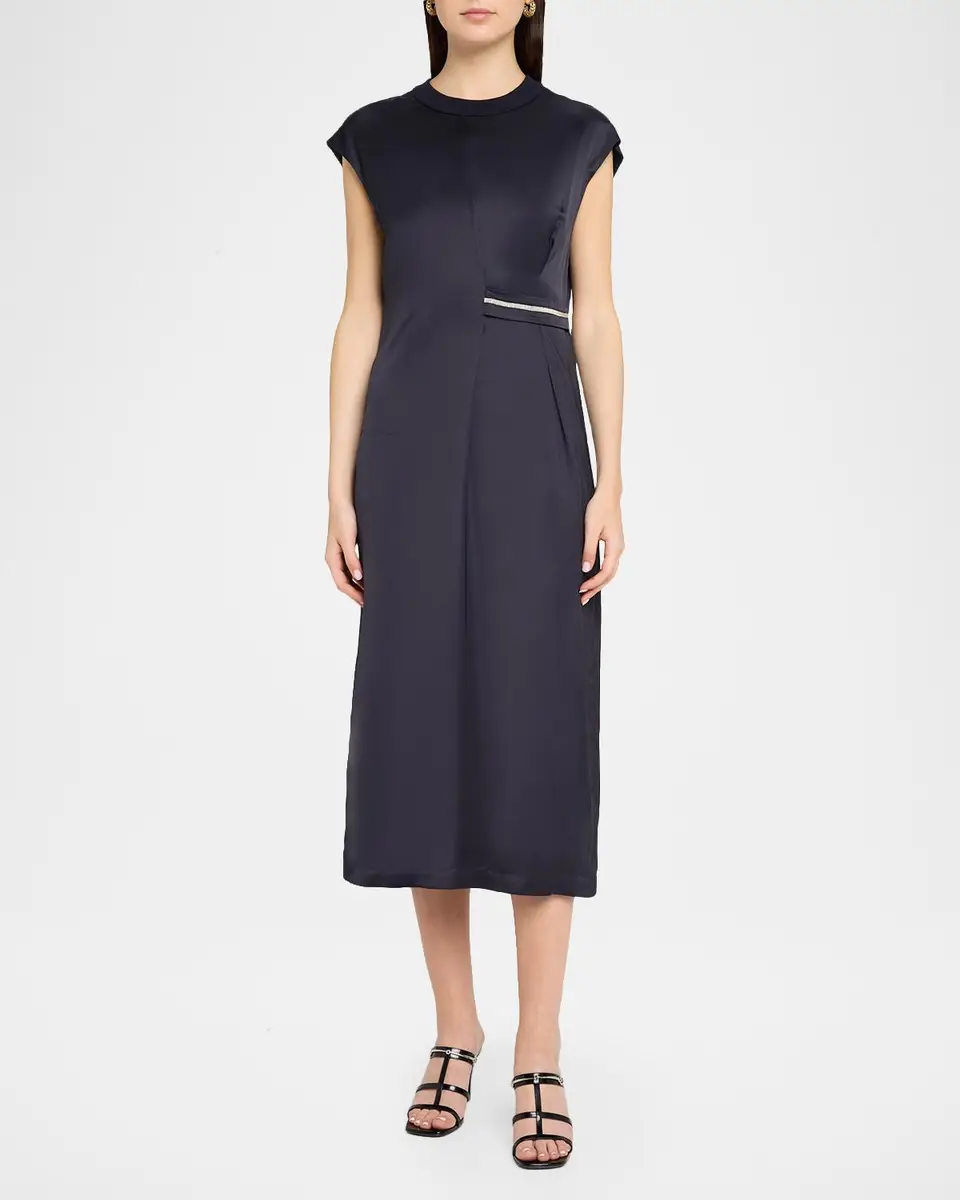 PESERICO Gathered Cap-Sleeve Midi Dress | Thumbnail 2 PESERICO Gathered Cap-Sleeve Midi Dress | Thumbnail 2