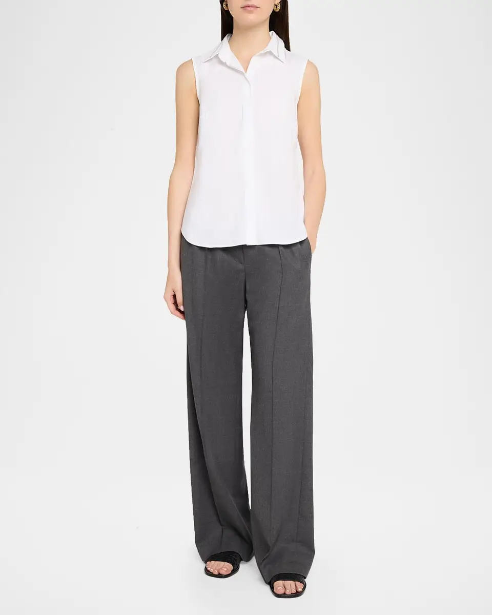 PESERICO Chain-Trim Sleeveless Stretch Cotton Shirt | Thumbnail 2 PESERICO Chain-Trim Sleeveless Stretch Cotton Shirt | Thumbnail 2