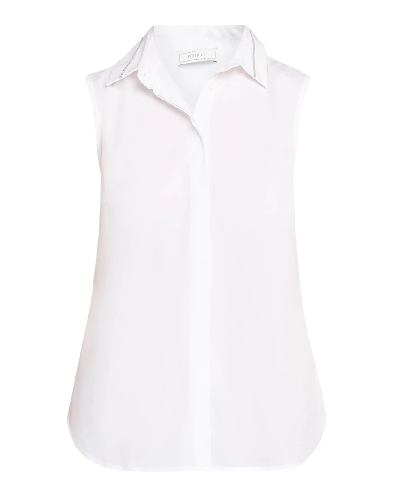 PESERICO Chain-Trim Sleeveless Stretch Cotton Shirt