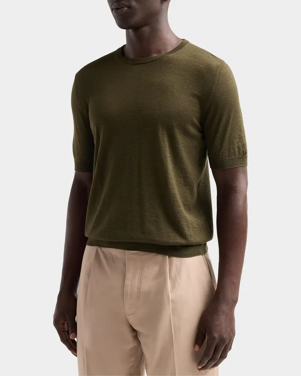 Isaia Men's Cashmere-Silk Short-Sleeve Shirt | Thumbnail 4 Isaia Men's Cashmere-Silk Short-Sleeve Shirt | Thumbnail 4