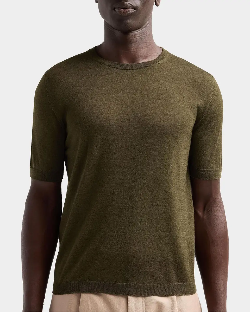 Isaia Men's Cashmere-Silk Short-Sleeve Shirt | Thumbnail 5 Isaia Men's Cashmere-Silk Short-Sleeve Shirt | Thumbnail 5