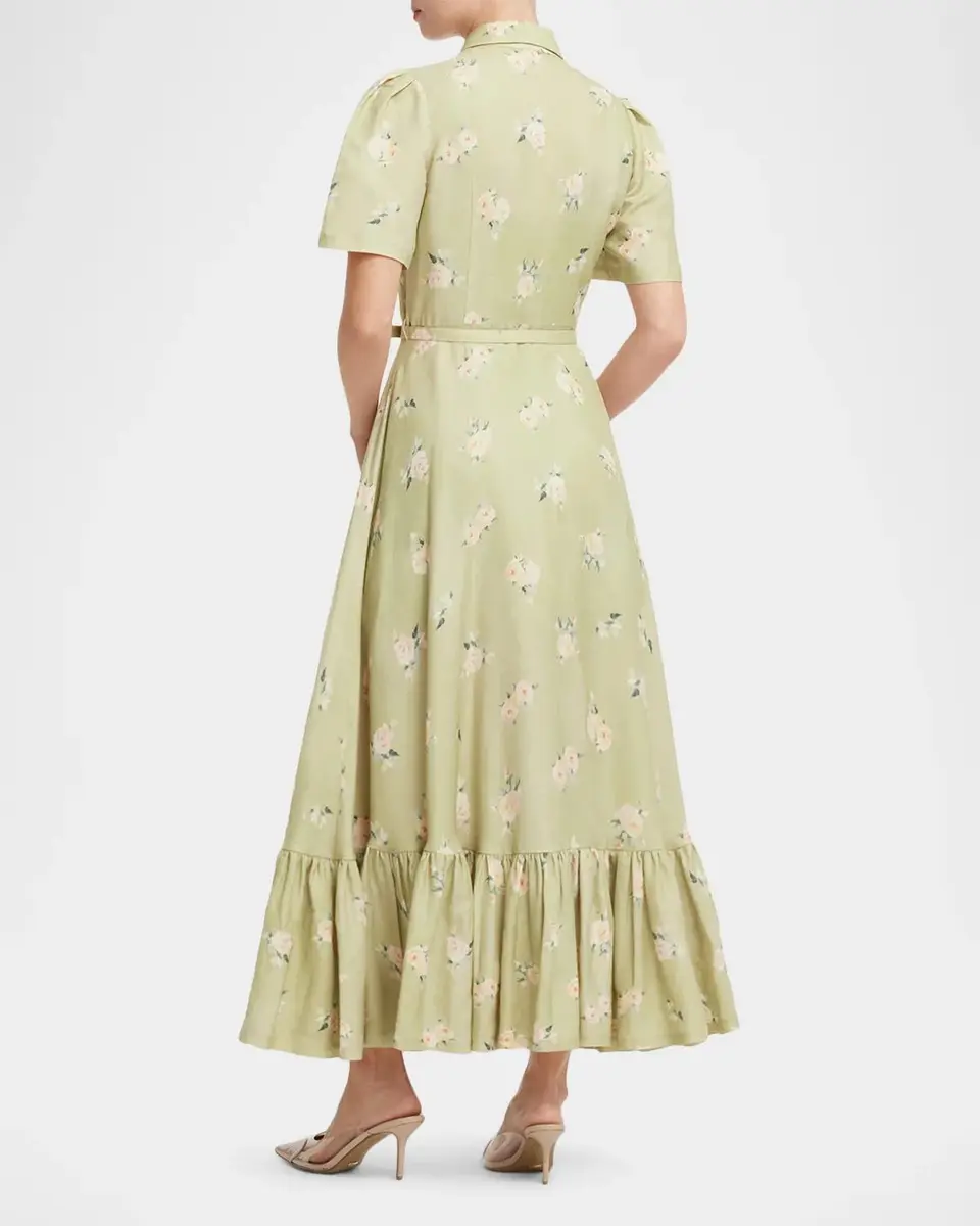 LEO LIN Becca Floral-Print Flounce Midi Shirtdress | Thumbnail 3 LEO LIN Becca Floral-Print Flounce Midi Shirtdress | Thumbnail 3
