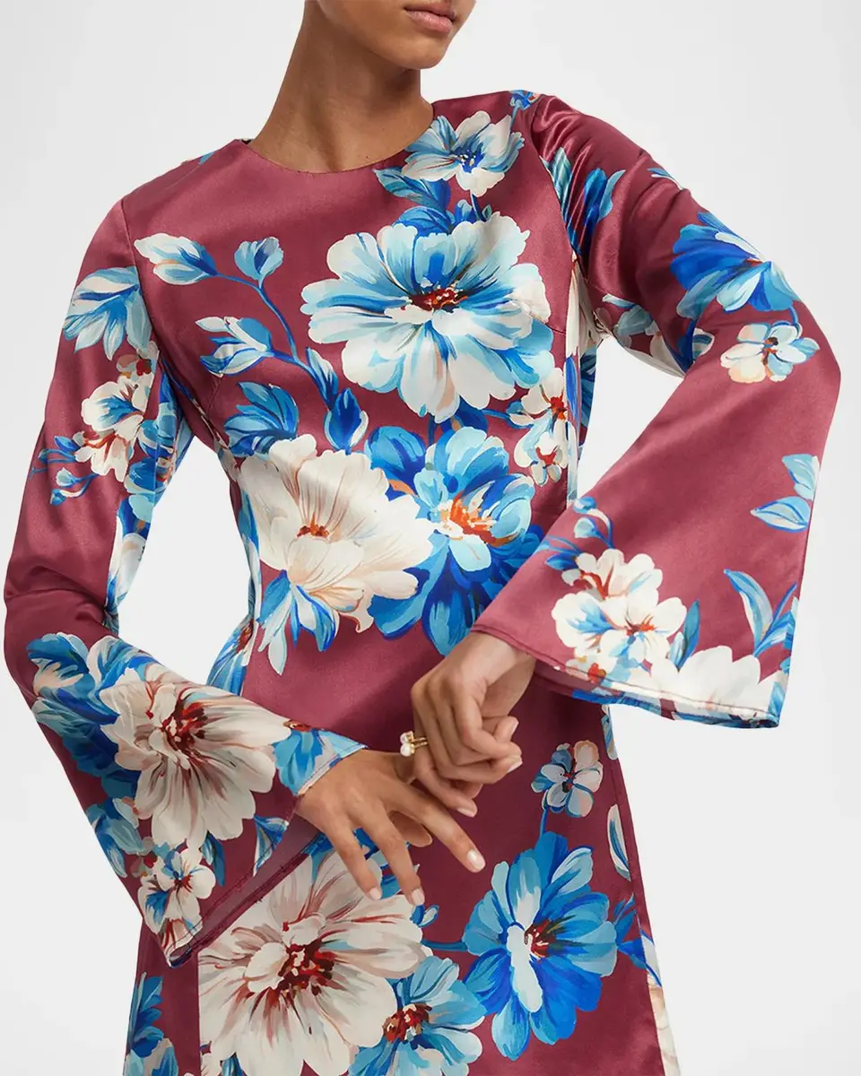 LEO LIN Suzanne Flare-Sleeve Floral Mini Dress | Thumbnail 4 LEO LIN Suzanne Flare-Sleeve Floral Mini Dress | Thumbnail 4