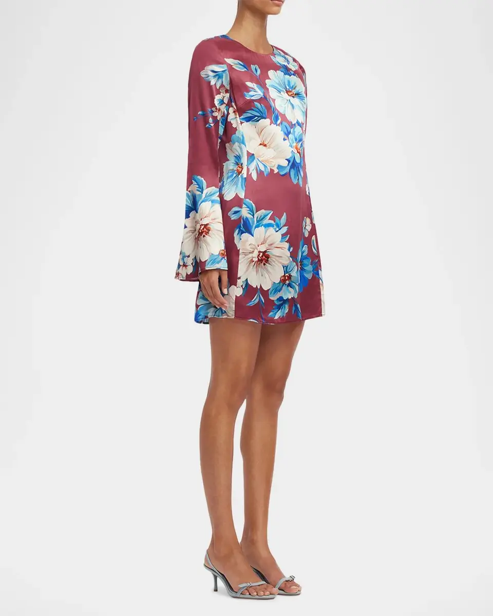 LEO LIN Suzanne Flare-Sleeve Floral Mini Dress | Thumbnail 5 LEO LIN Suzanne Flare-Sleeve Floral Mini Dress | Thumbnail 5
