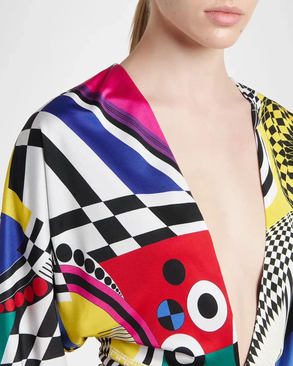 Versace Teatro Long-Sleeve Wrap Mini Dress | Thumbnail 5 Versace Teatro Long-Sleeve Wrap Mini Dress | Thumbnail 5