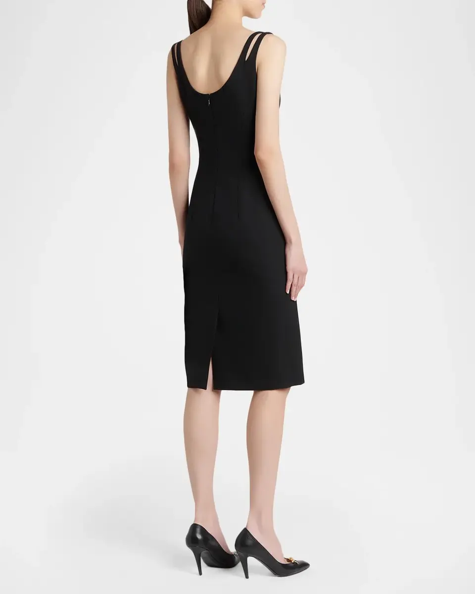 Versace Grain de Poudre Wool Midi Sheath Dress | Thumbnail 3