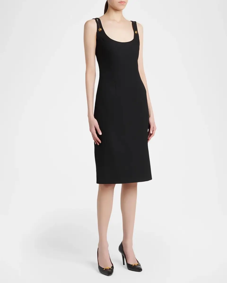 Versace Grain de Poudre Wool Midi Sheath Dress | Thumbnail 4