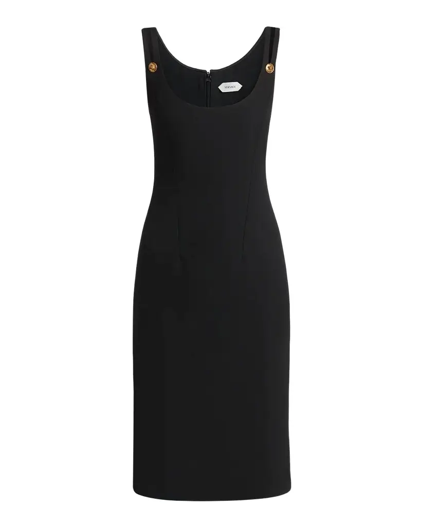 Versace Grain de Poudre Wool Midi Sheath Dress | Image 1 Versace Grain de Poudre Wool Midi Sheath Dress | Image 1