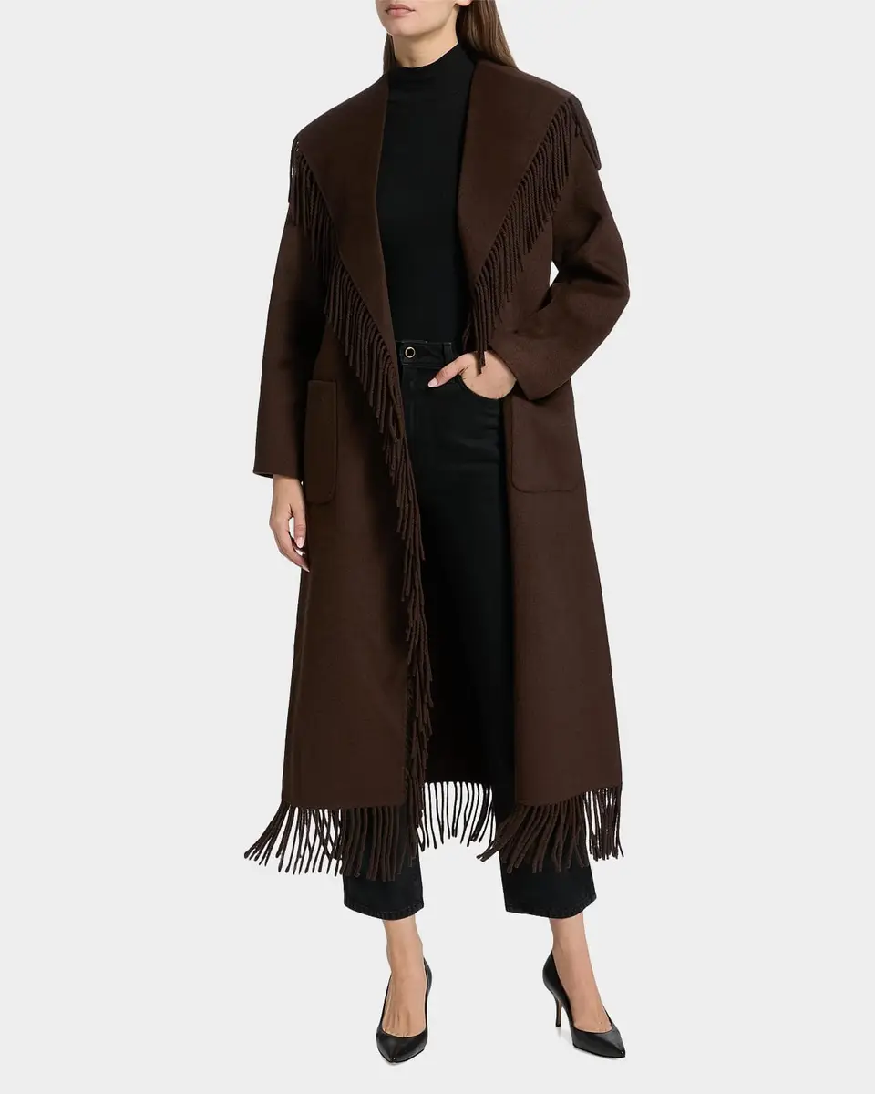 Simkhai Carrie Fringe Wool Long Coat | Thumbnail 2 Simkhai Carrie Fringe Wool Long Coat | Thumbnail 2