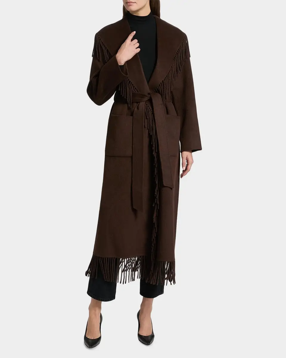 Simkhai Carrie Fringe Wool Long Coat | Thumbnail 4 Simkhai Carrie Fringe Wool Long Coat | Thumbnail 4