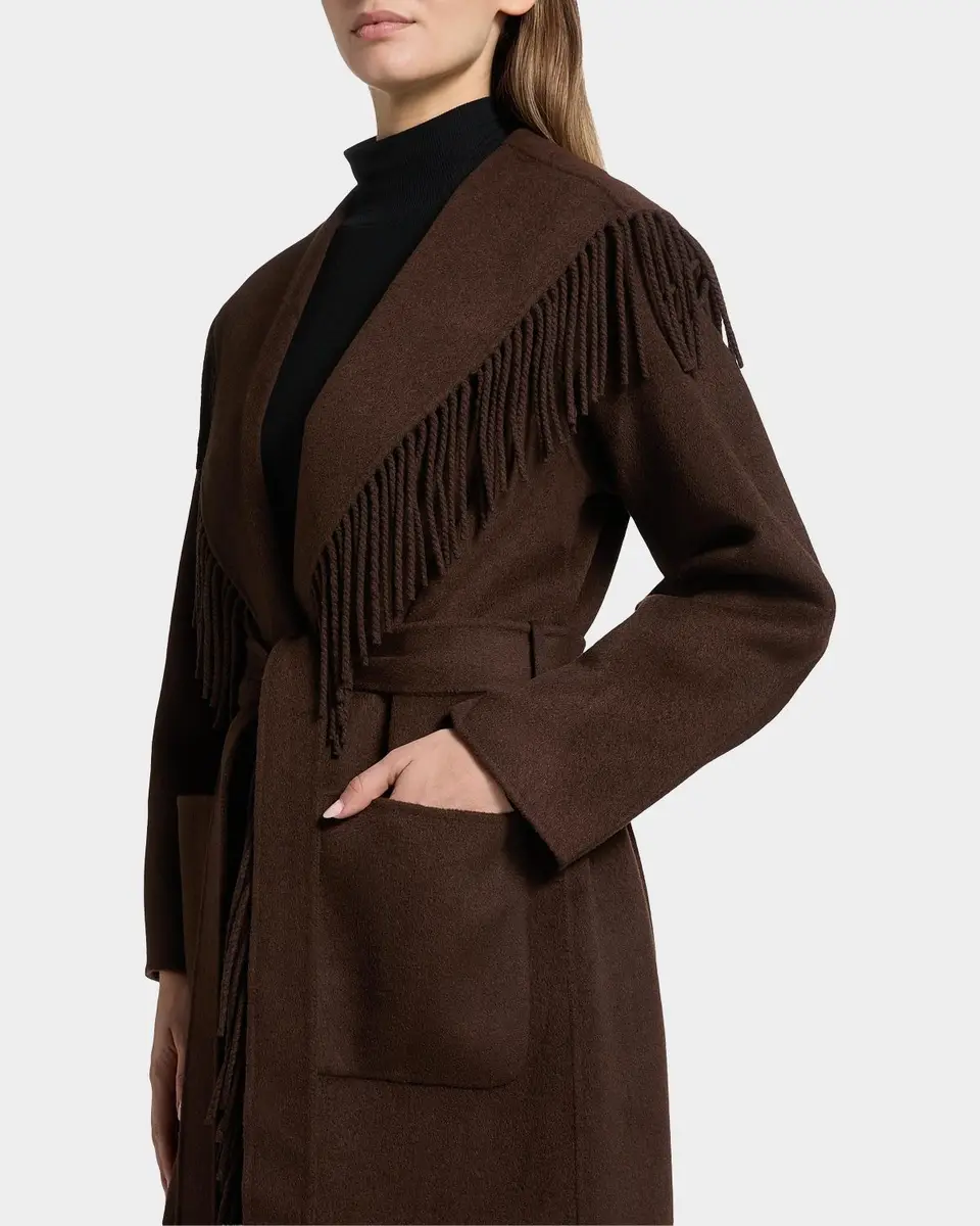 Simkhai Carrie Fringe Wool Long Coat | Thumbnail 5 Simkhai Carrie Fringe Wool Long Coat | Thumbnail 5