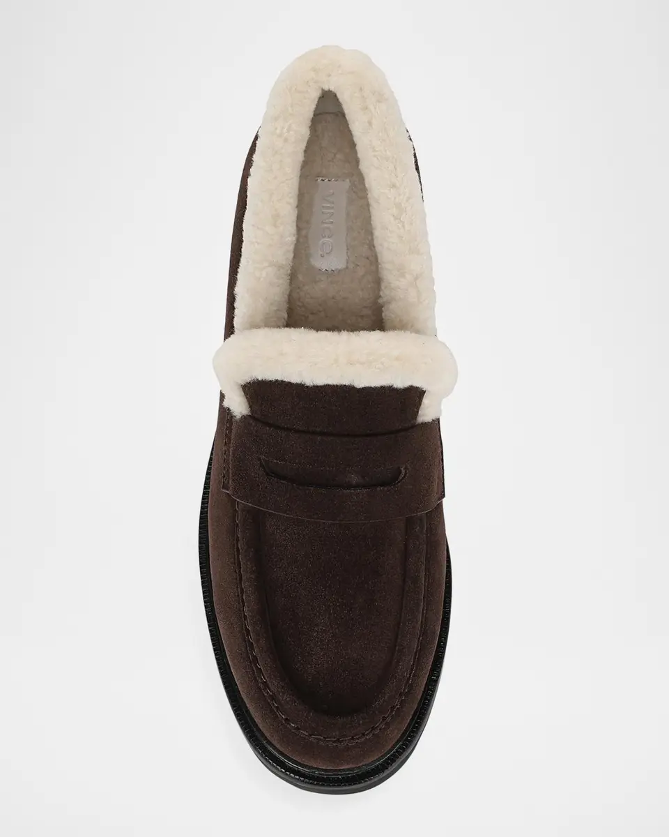 Vince Siena Shearling-Lined Suede Lug-Sole Loafers | Thumbnail 4