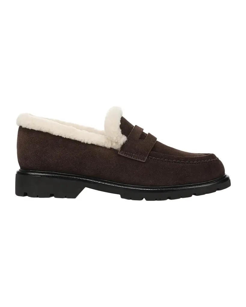 Vince Siena Shearling-Lined Suede Lug-Sole Loafers | Image 1 Vince Siena Shearling-Lined Suede Lug-Sole Loafers | Image 1